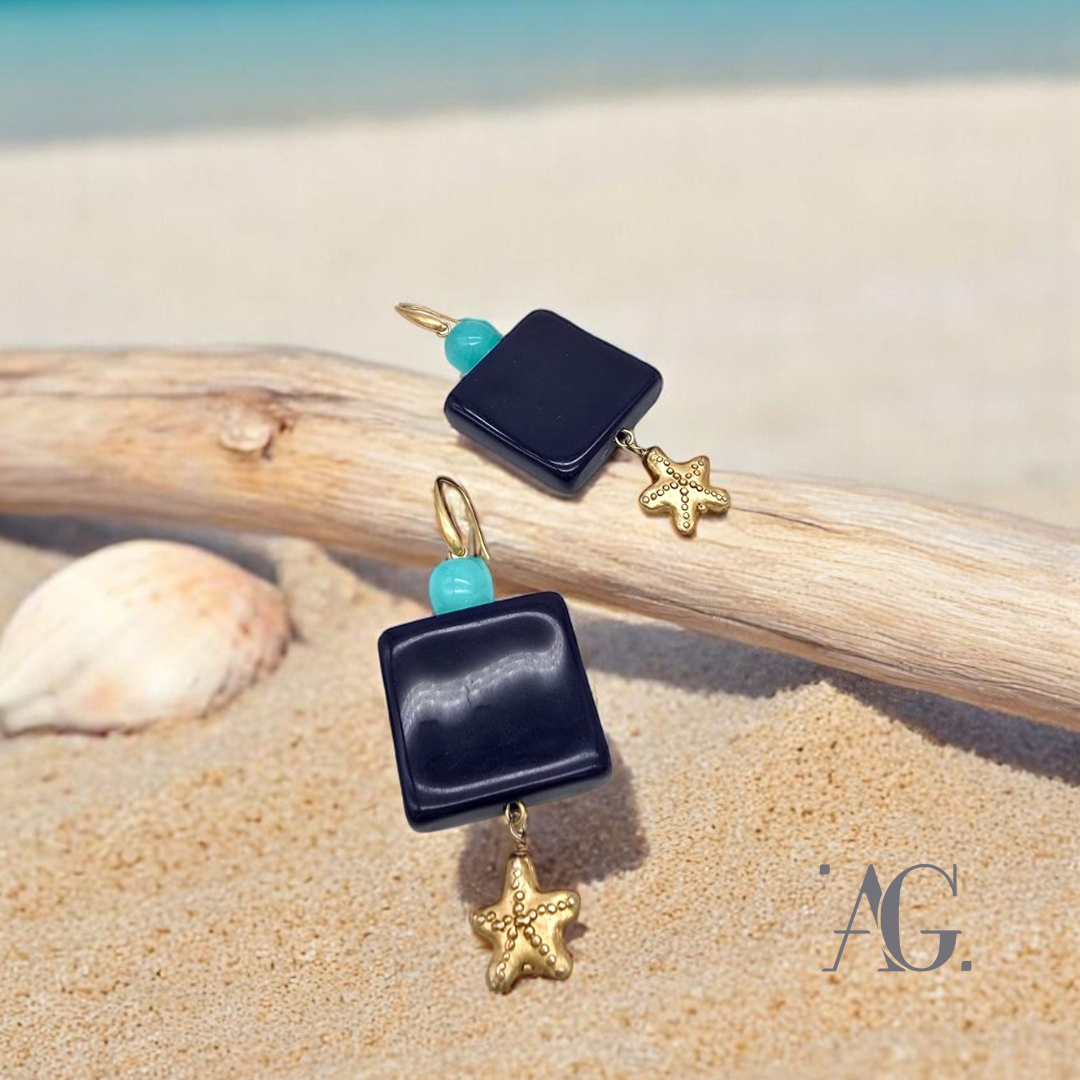 ORECCHINI RESINE E PIETRE DURE " STELLA MARINA"