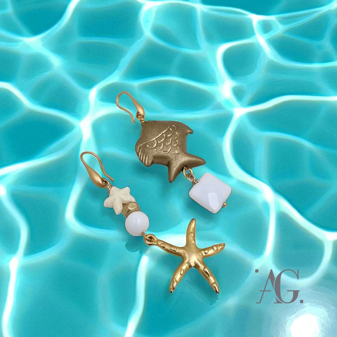 ORECCHINI RESINE E PIETRE DURE "FANTASIA MARINA"