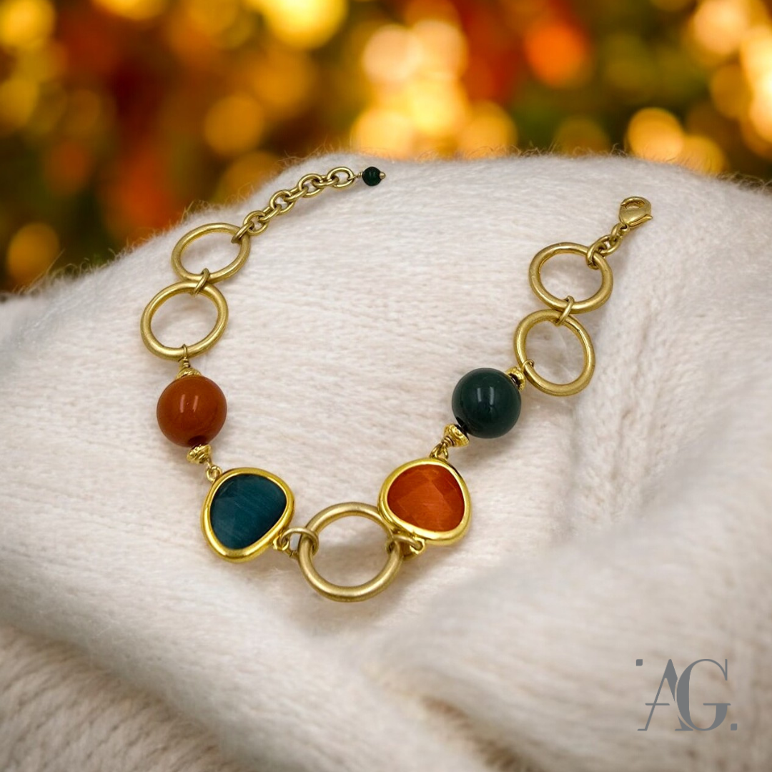 BRACCIALE RESINE E PIETRE DURE "MAGIA D'AUTUNNO"