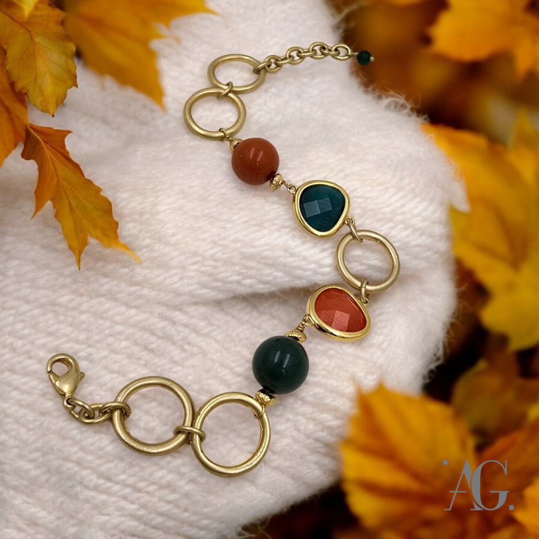 BRACCIALE RESINE E PIETRE DURE "MAGIA D'AUTUNNO"
