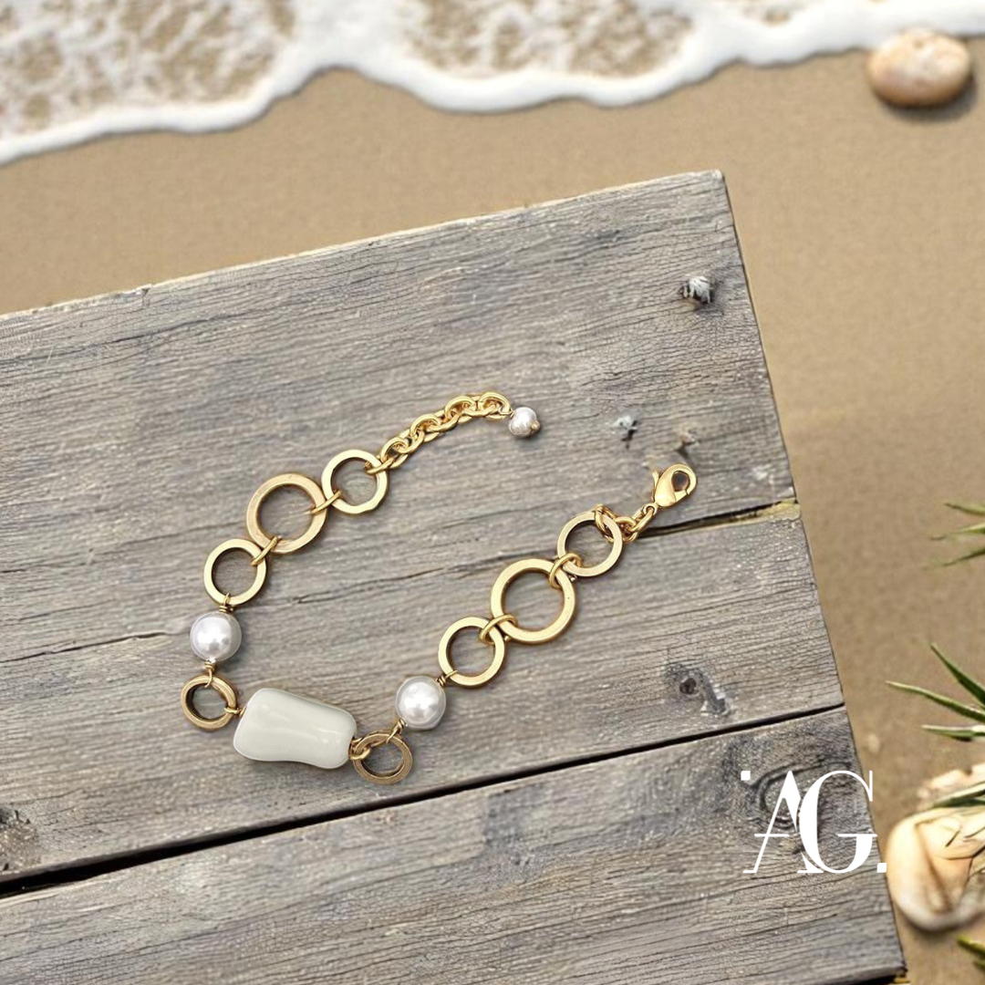 BRACCIALE RESINE PERLE