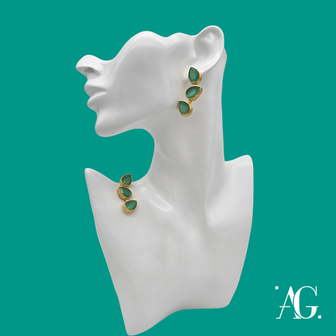 ORECCHINI QUEEN VERDE ACQUA TRIS GOCCE