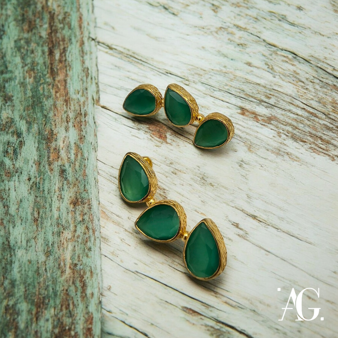 ORECCHINI QUEEN VERDE ACQUA TRIS GOCCE