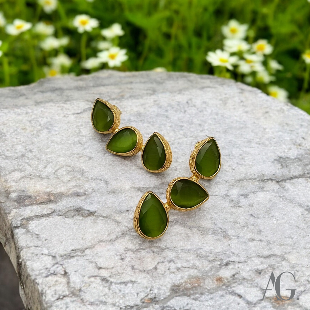 ORECCHINI QUEEN VERDE TRIS GOCCE