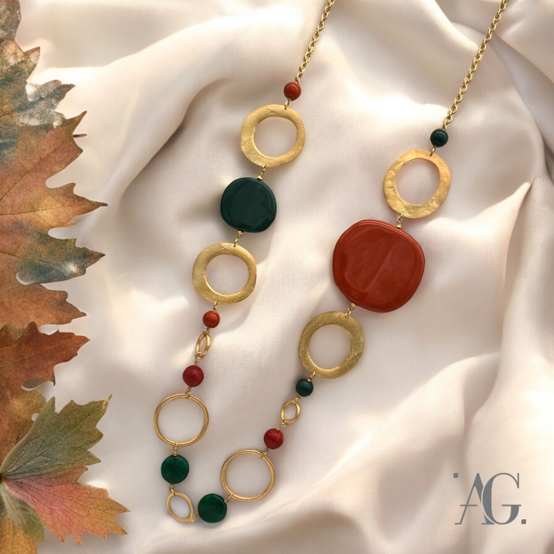 COLLANA RESINE E PIETRE MAGIA D'AUTUNNO