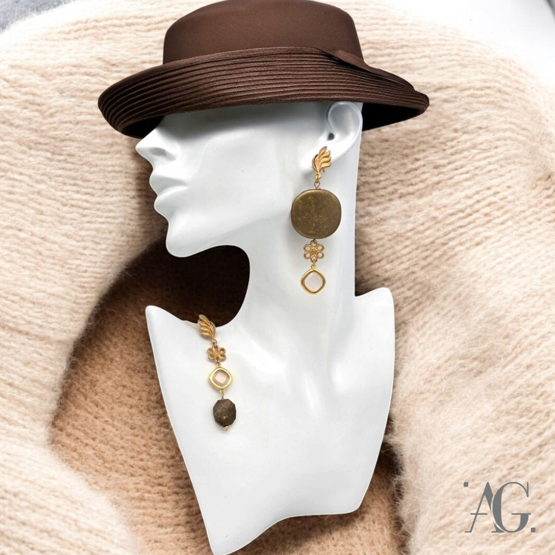 ORECCHINI RESINE E PIETRE DURE CIPRIA E BRONZO