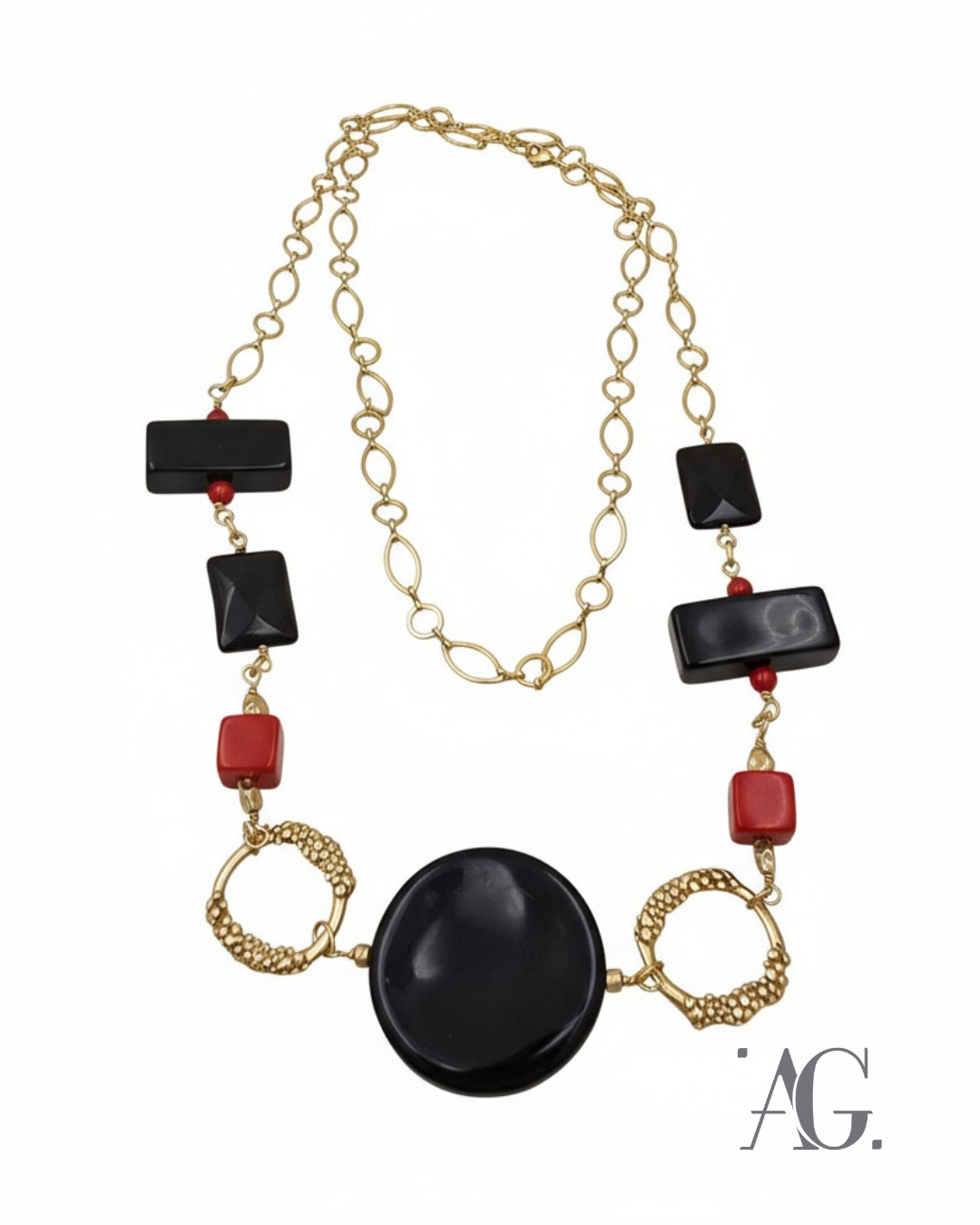 COLLANA RESINE E PIETRE DURE "Doppio Gioco"