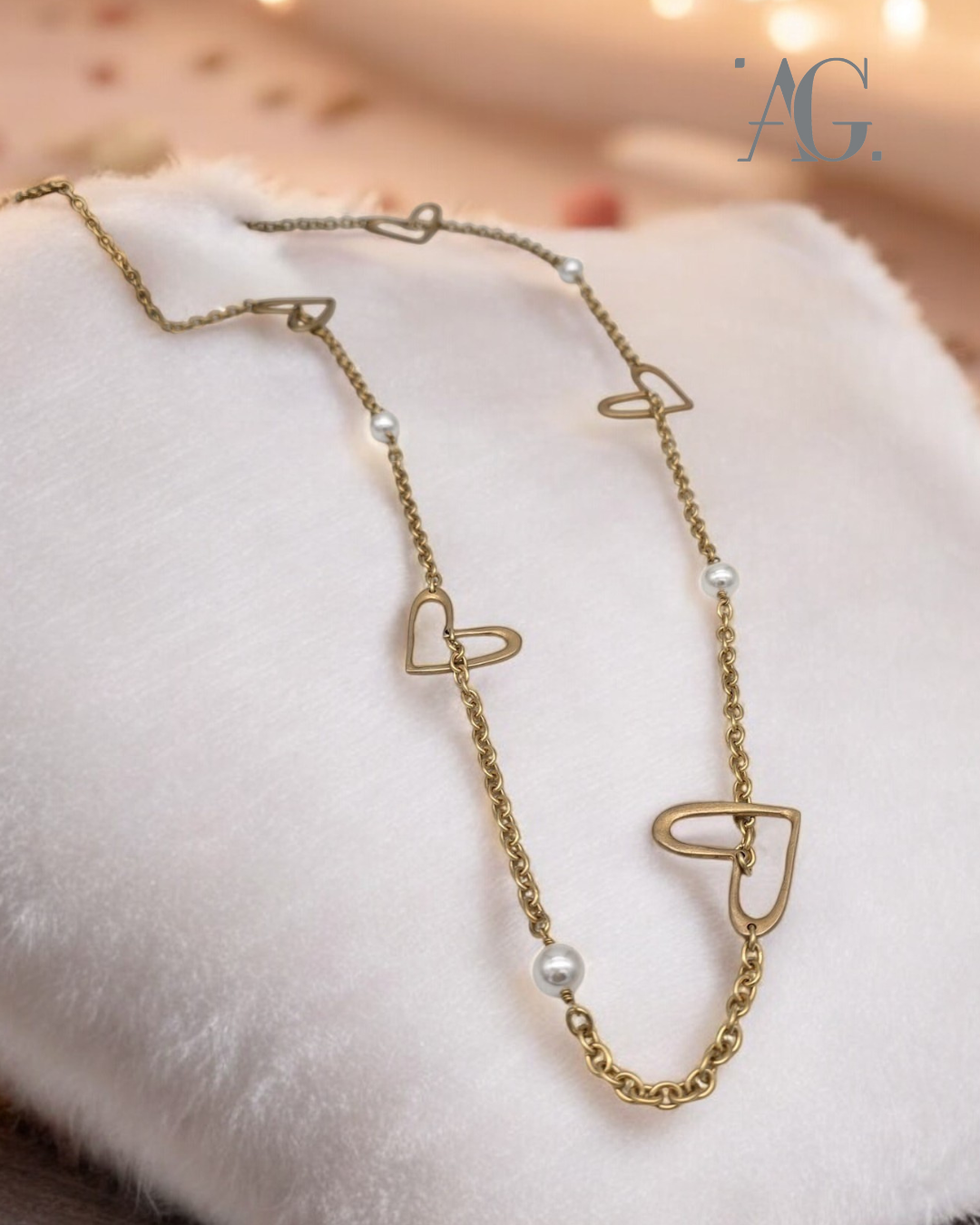 COLLANA ELEGANCE PERLE E CUORI