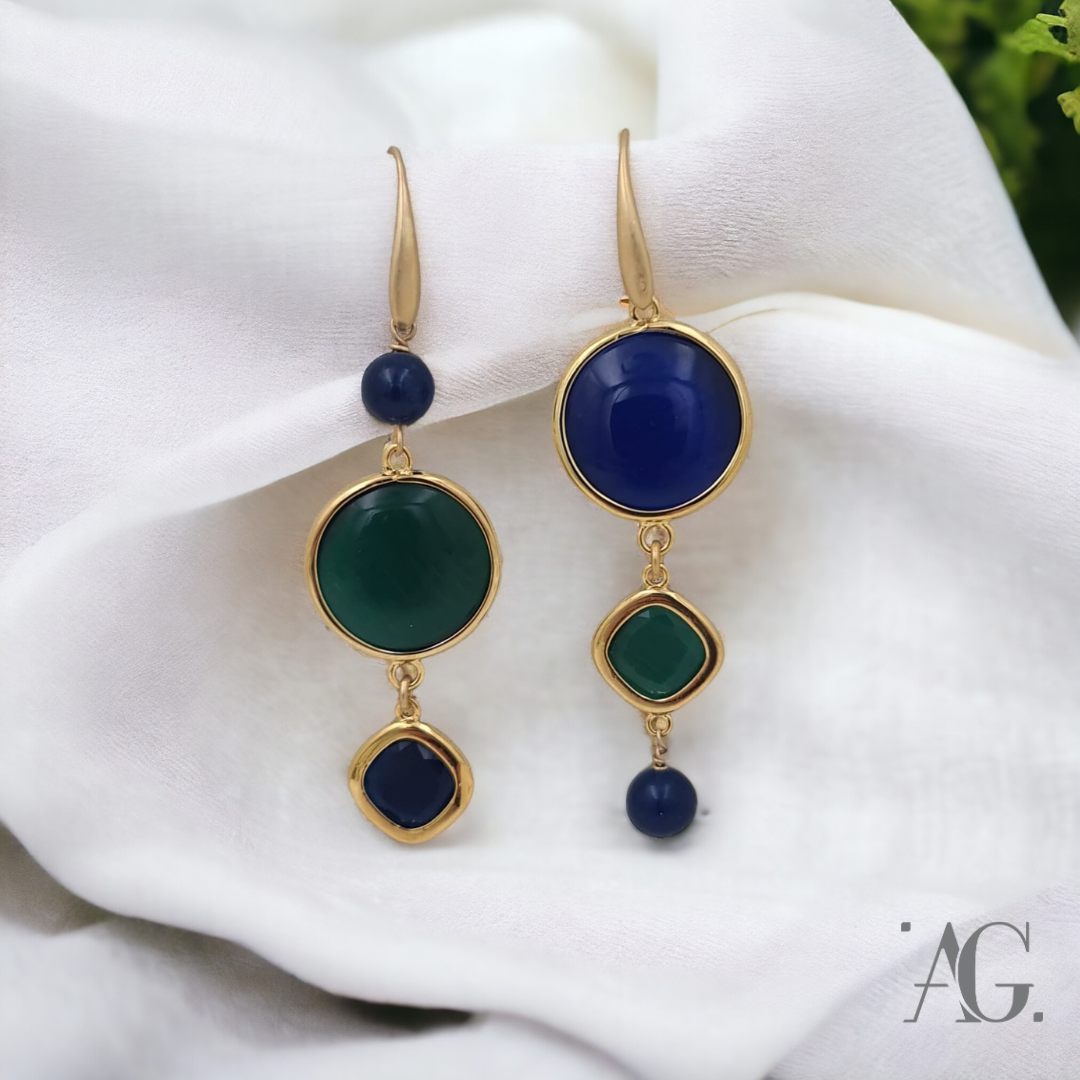 ORECCHINI UGUALI DIVERSI BLU-VERDE