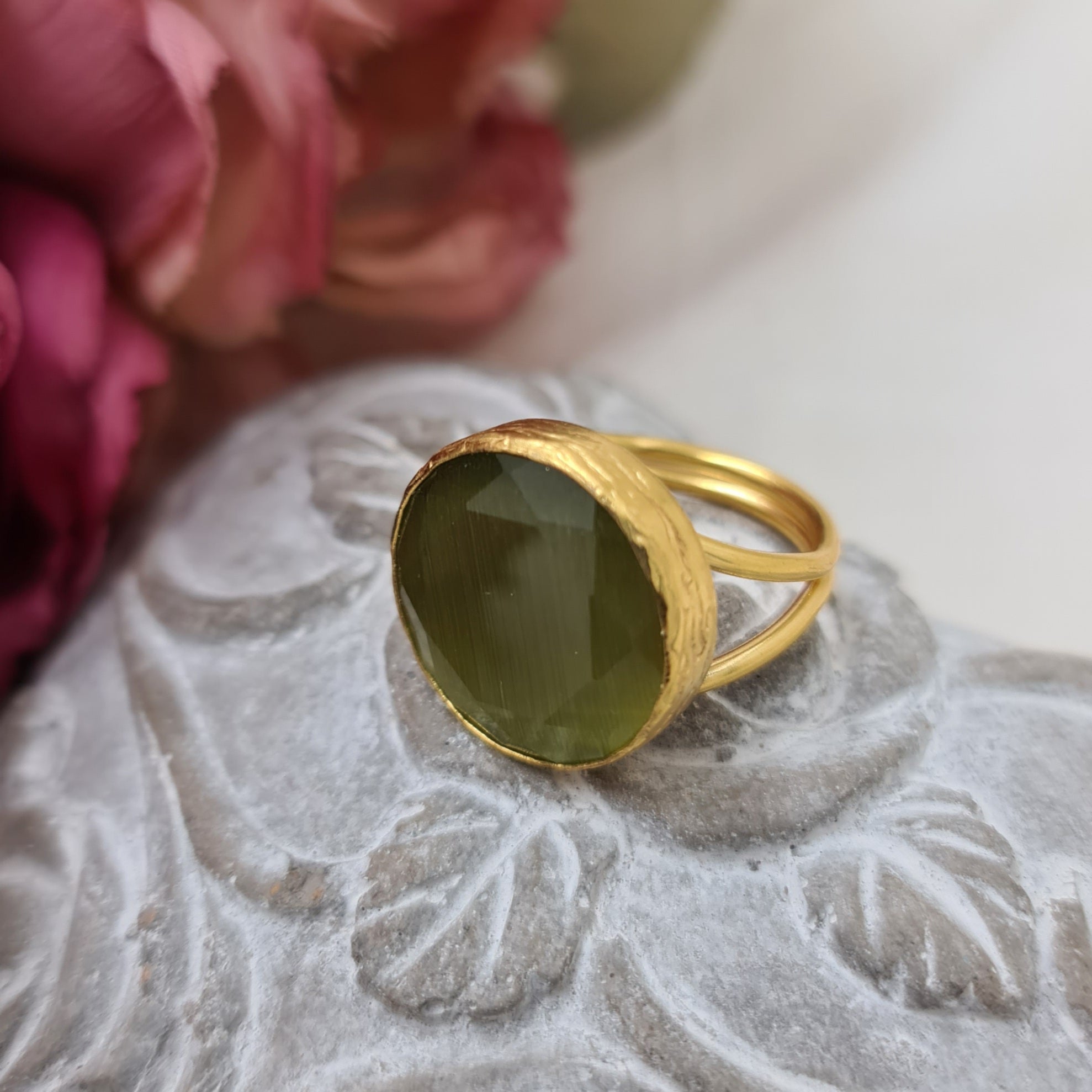 ANELLO ELEGANCE VERDE OLIVA TONDO