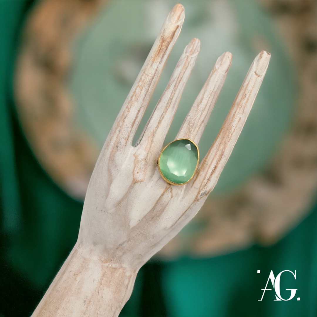 ELEGANCE DROP RING AQUA GREEN