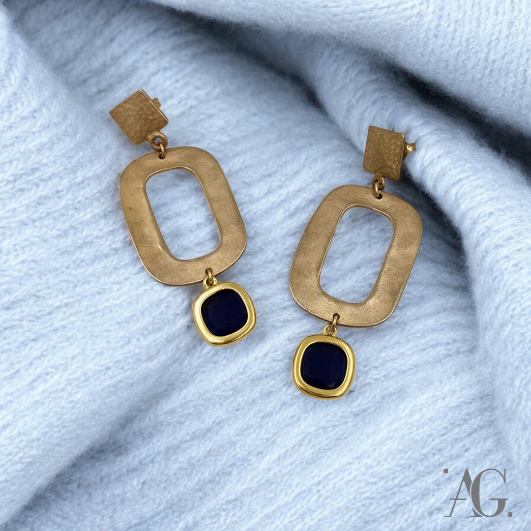 ORECCHINI CHARME RETTANGOLI BLU