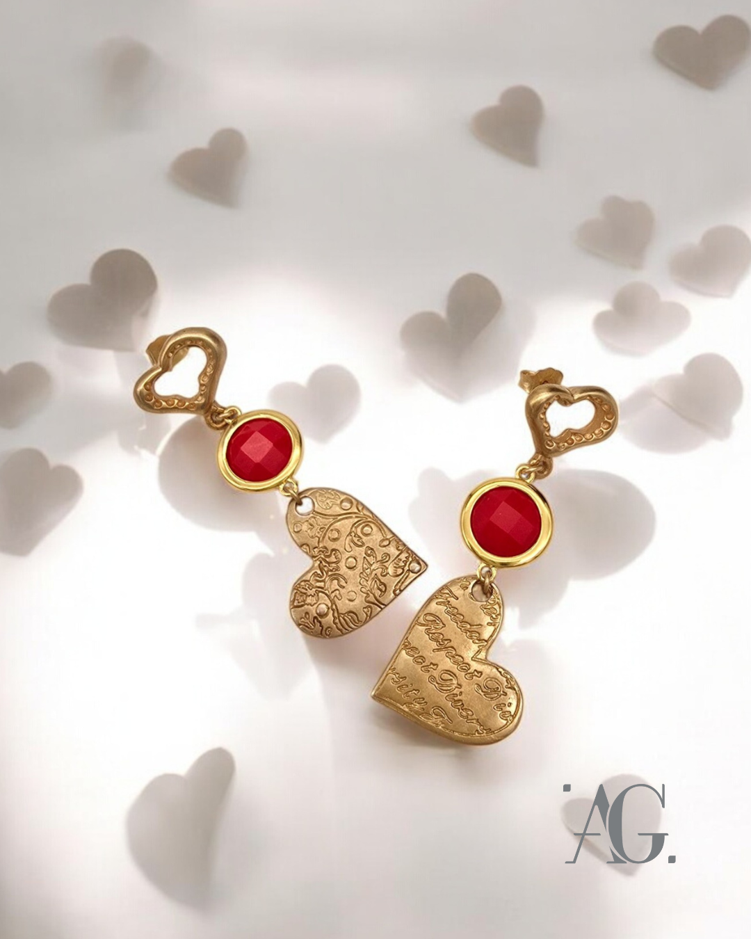 ORECCHINI CHARME CUORI ROSSI