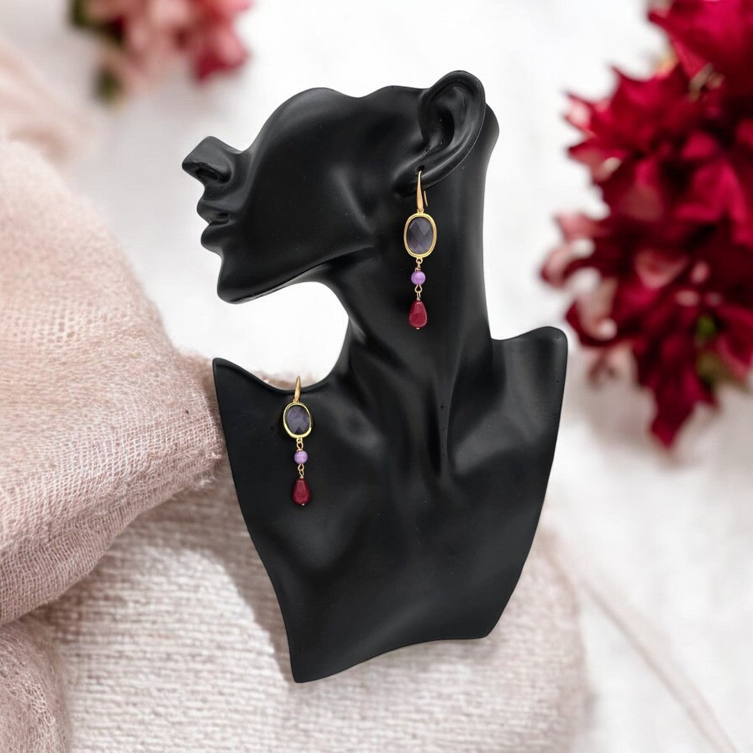 ORECCHINI ELEGANCE LILLA E BORDEAUX