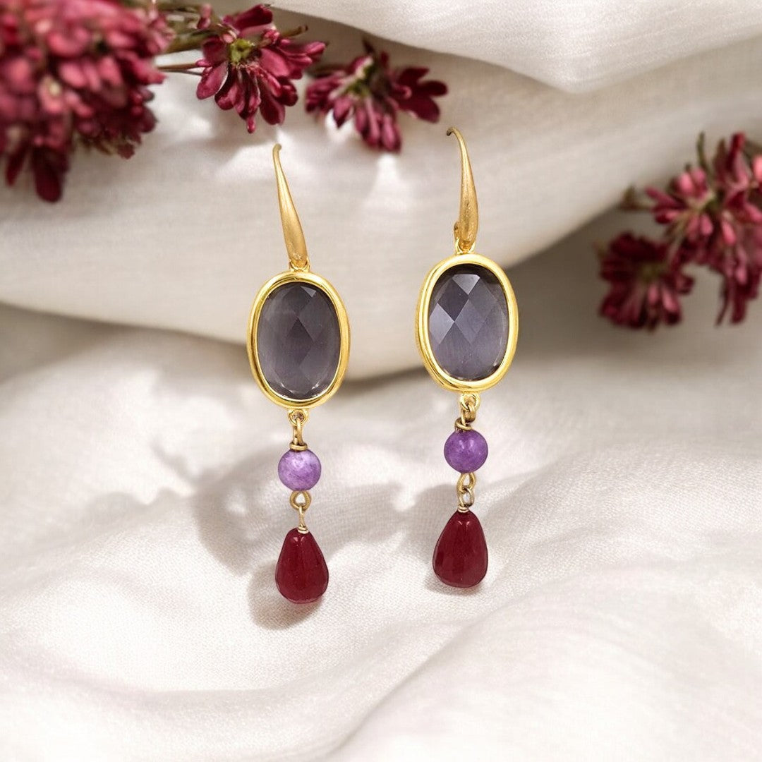 ORECCHINI ELEGANCE LILLA E BORDEAUX