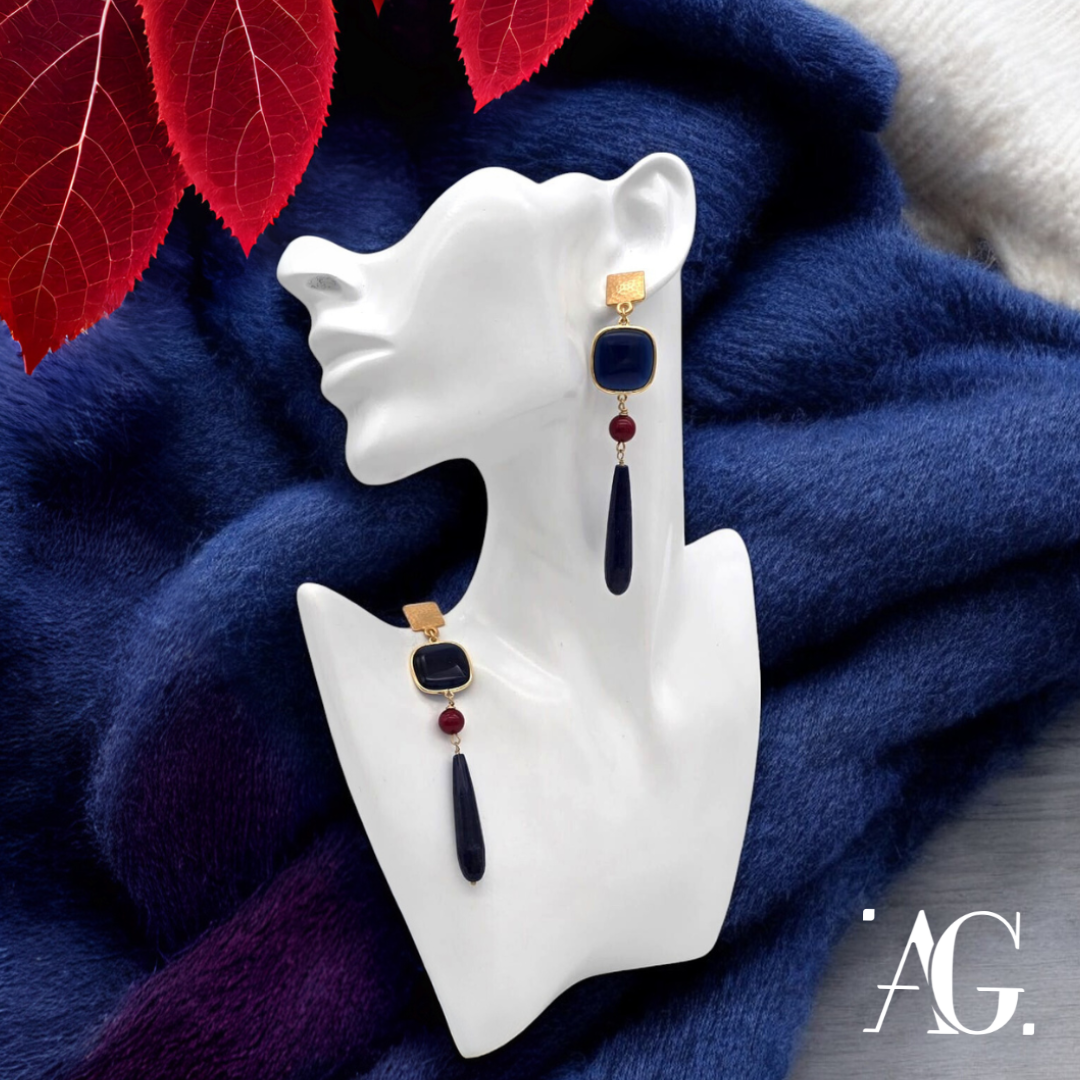 ELEGANCE BLUE/BORDEAUX EARRINGS