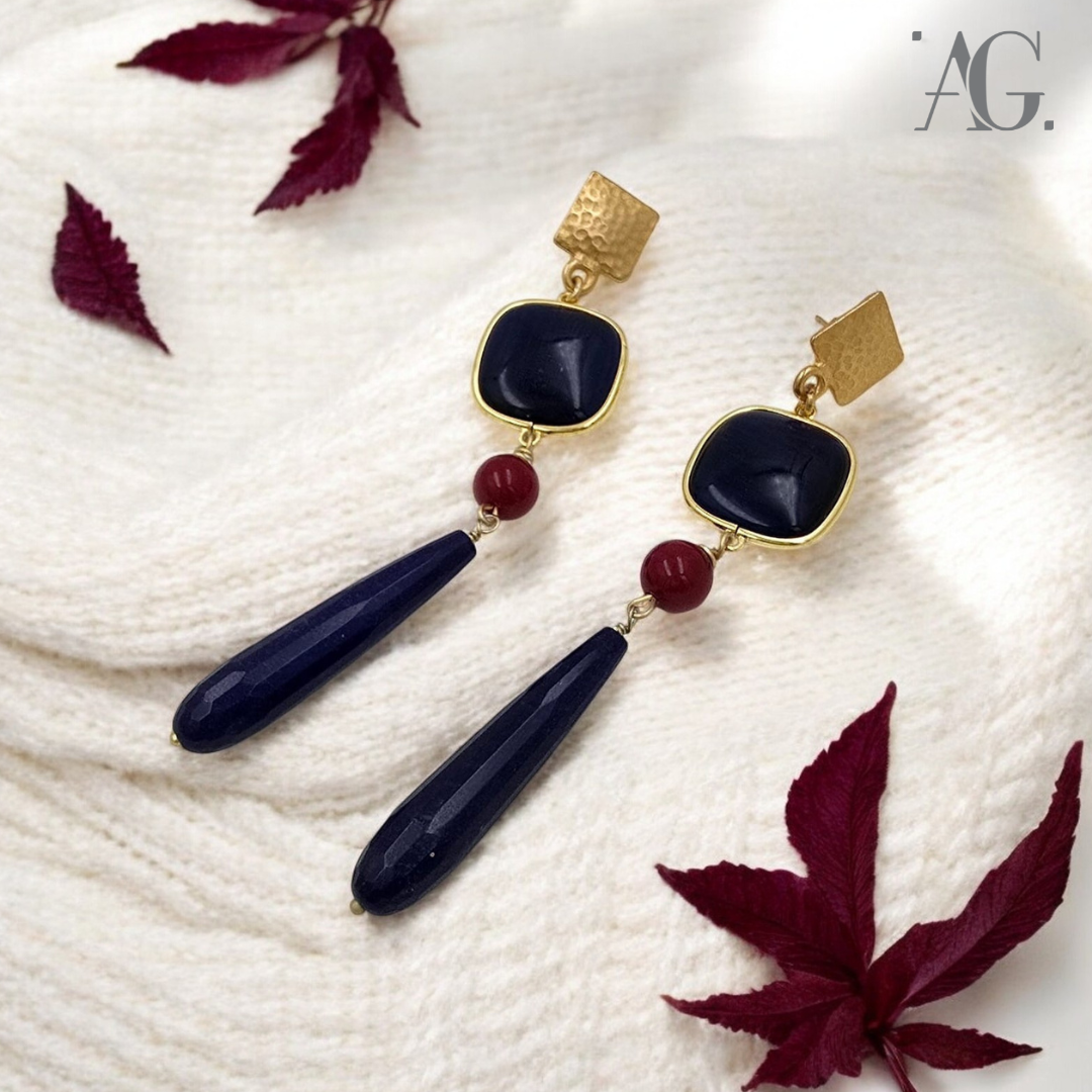 ELEGANCE BLUE/BORDEAUX EARRINGS