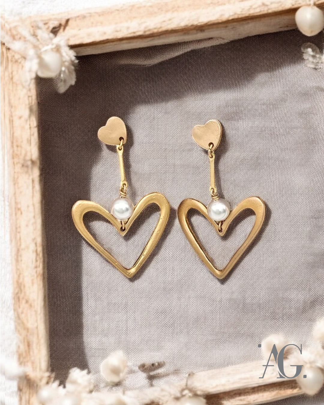 ORECCHINI PERLE E CUORI