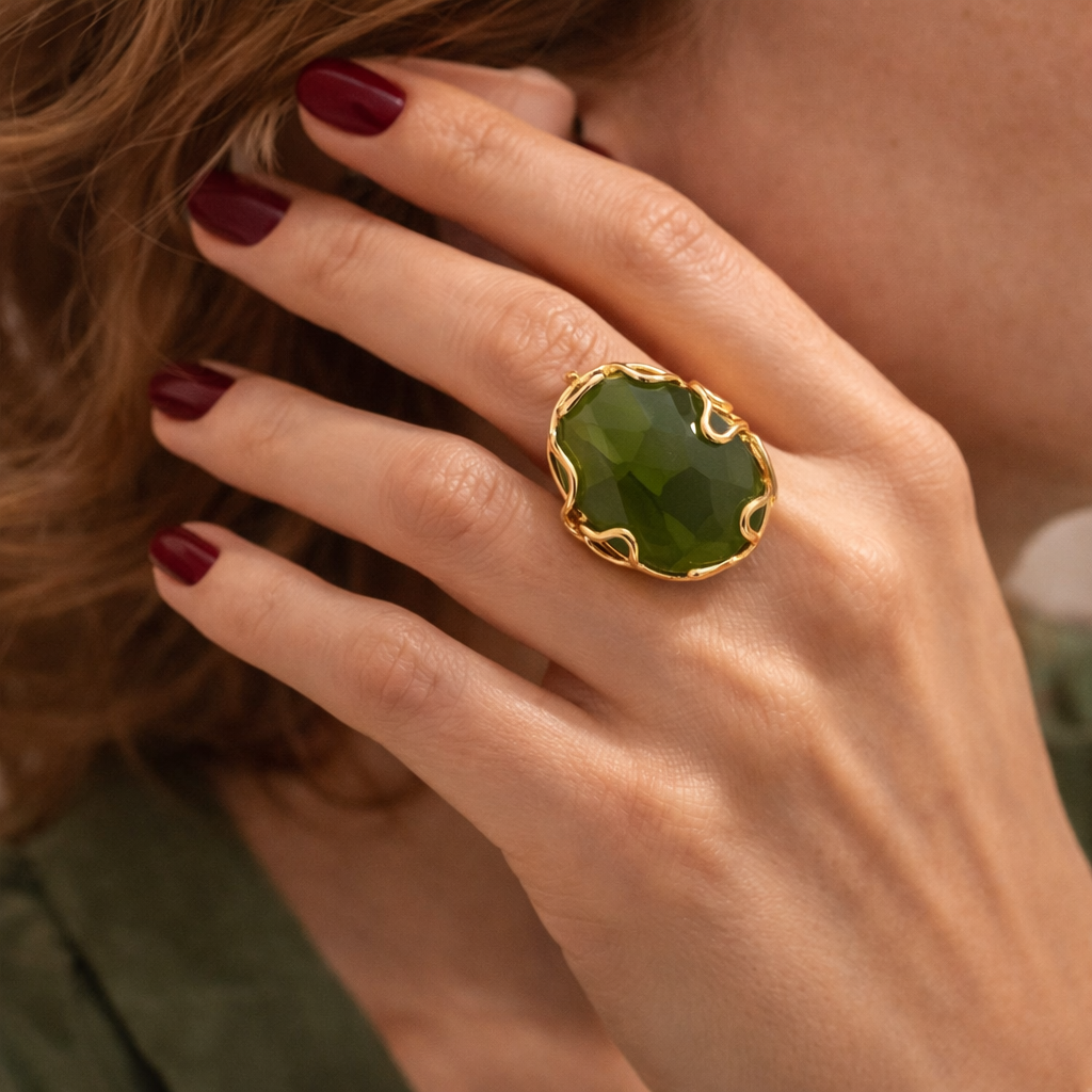 ANELLO ELEGANCE OVALE VERDE OLIVA