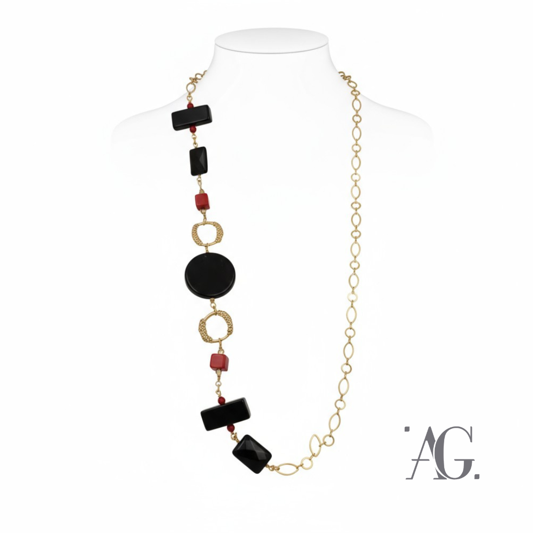 COLLANA RESINE E PIETRE DURE "Doppio Gioco"