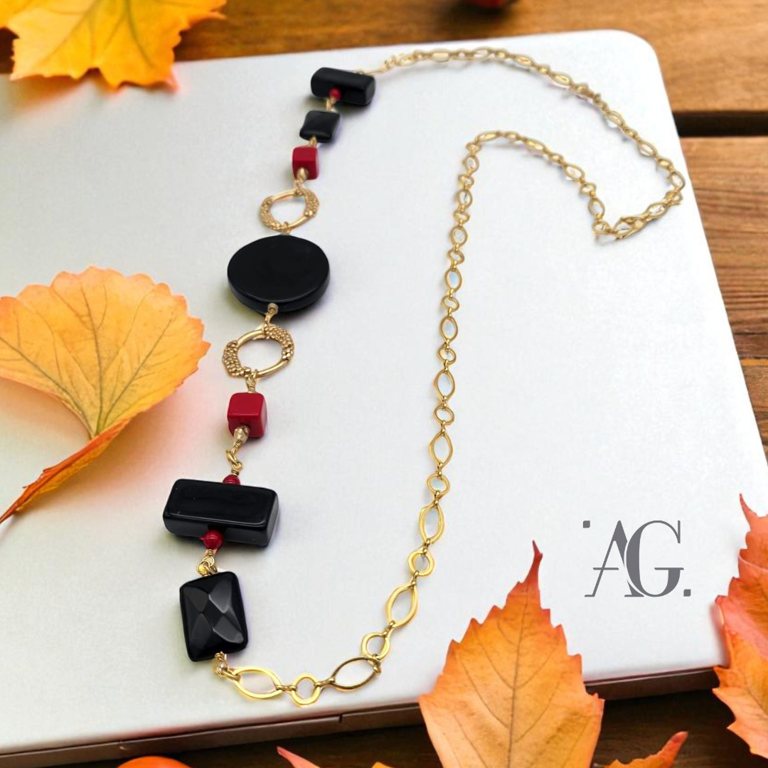 COLLANA RESINE E PIETRE DURE "Doppio Gioco"