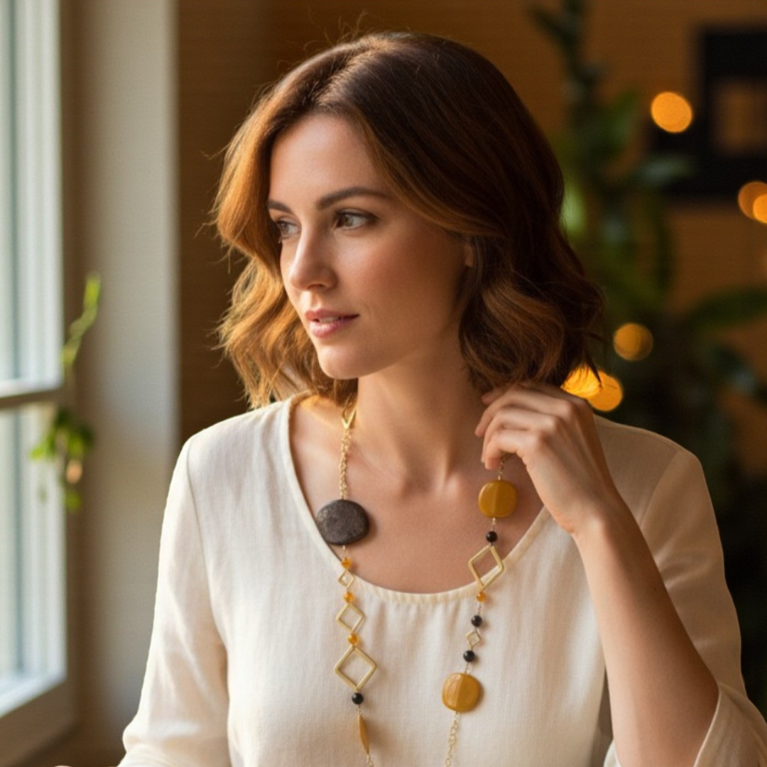 Collana Resine e Pietre Dure "AMBER"