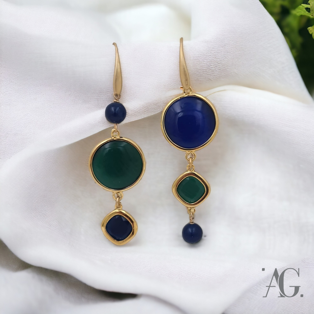 SAME DIFFERENT BLUE-GREEN EARRINGS