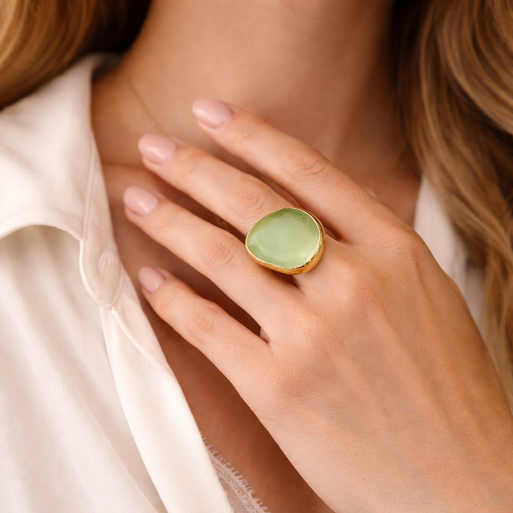 ANELLO ELEGANCE GOCCIA VERDE CHIARO