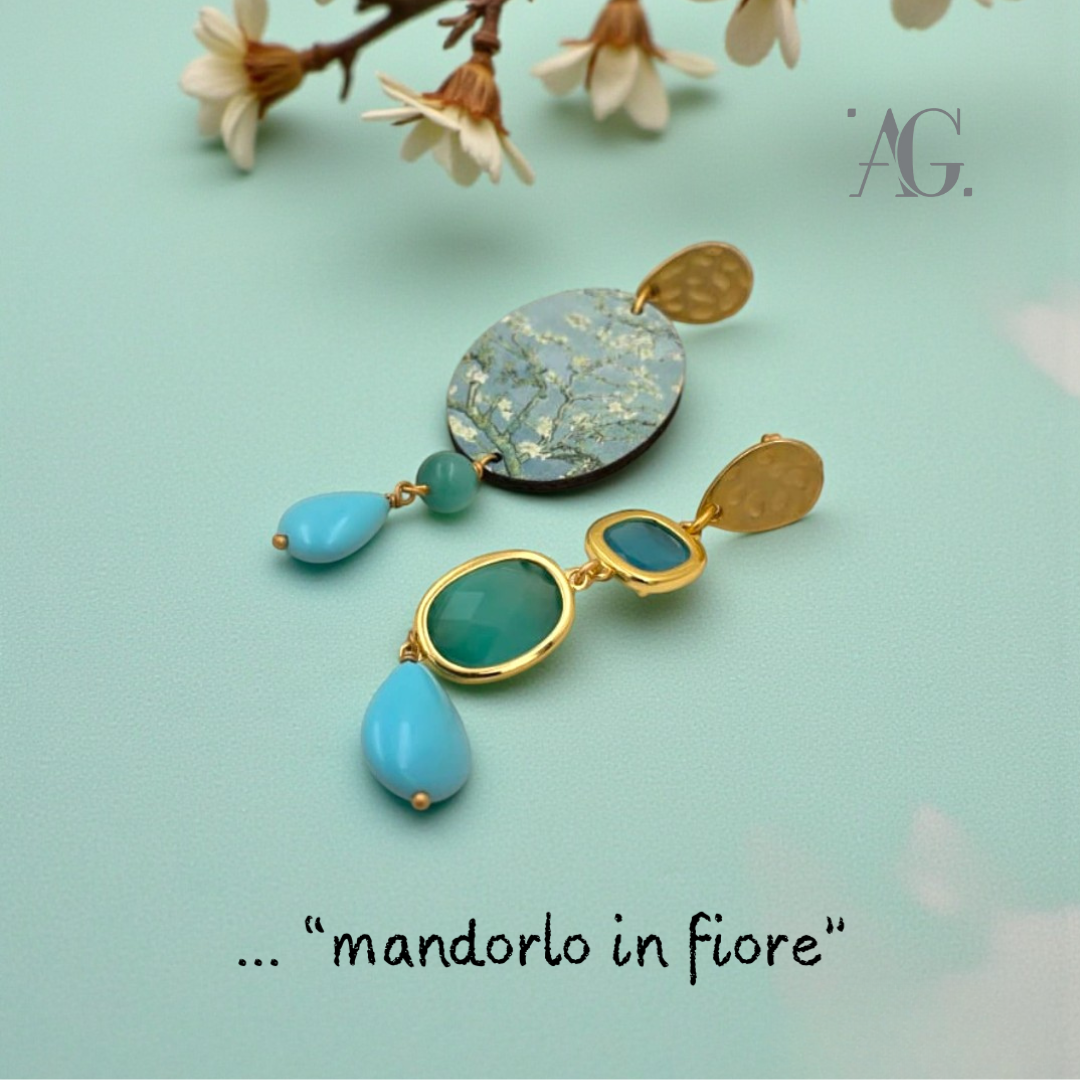 Orecchini Arte "Mandorlo in fiore"